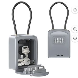 Key Box, Waterproof 4 Digit Combination Key Safe Box - Silver